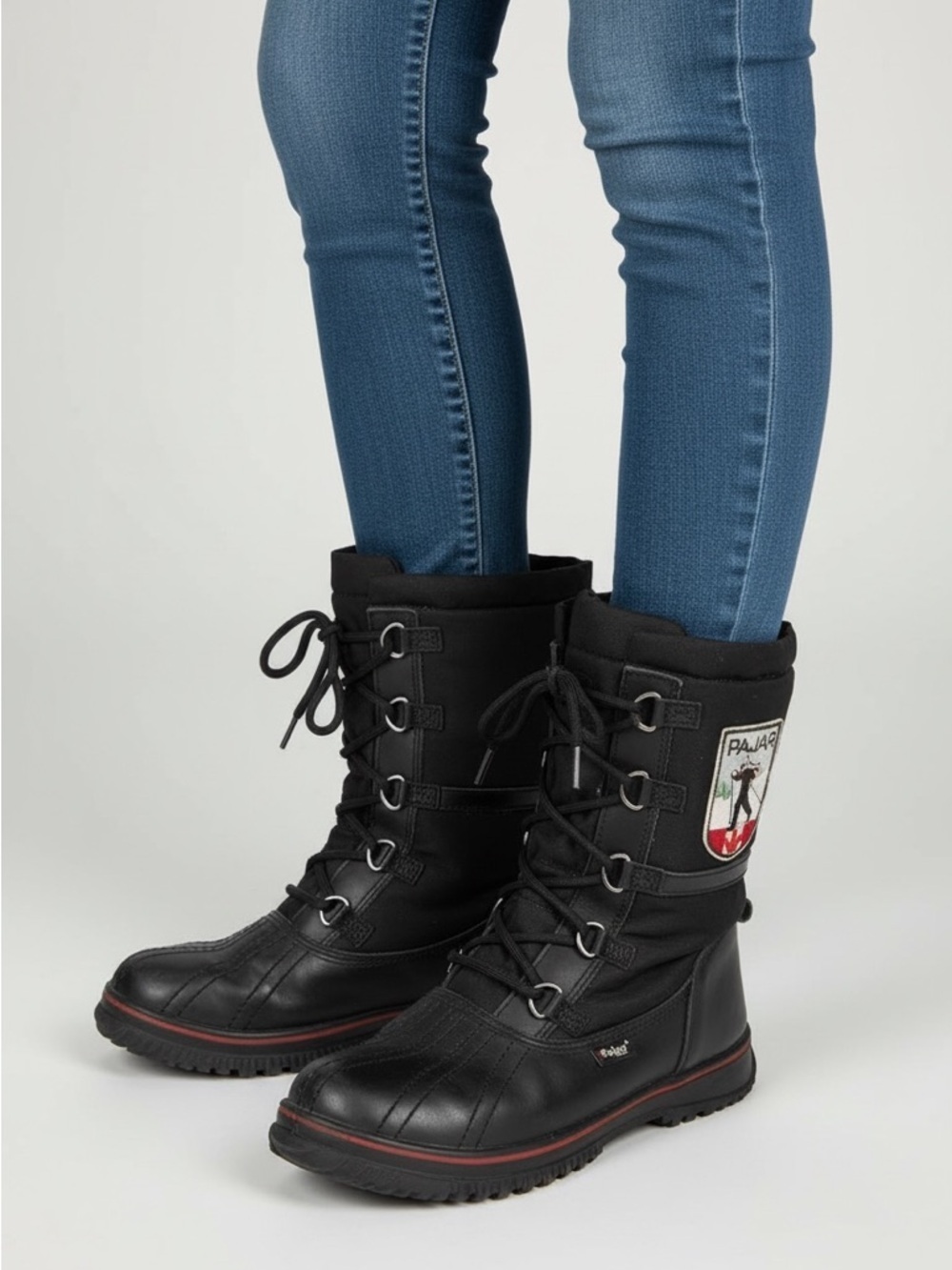 Pajar black leather and nylon low grip insulated winter boots size 38